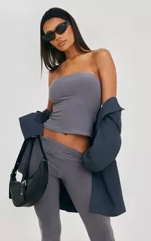 PrettyLittleThing Серый обтягивающий удлиненный топ-бандо