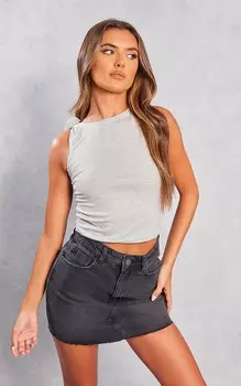 PrettyLittleThing Серый укороченный топ-борцовка с завязками на плечах