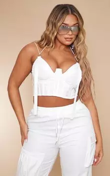 PrettyLittleThing Shape Белый корсет-карго с пряжкой