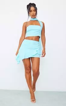 PrettyLittleThing Шарф-бандо цвета морской волны с льняной отделкой