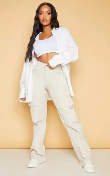 PrettyLittleThing Широкие брюки карго с пряжкой в форме камня