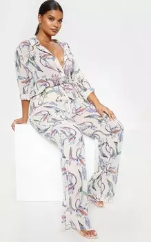 PrettyLittleThing Широкие брюки пыльно-розового цвета с цветочным принтом Plus