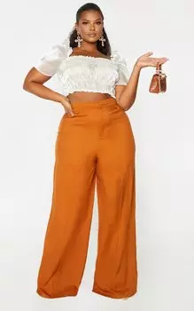 PrettyLittleThing Широкие брюки со складками Plus Plus