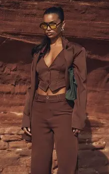 PrettyLittleThing Шоколадно-коричневый тканый пиджак оверсайз