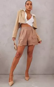 PrettyLittleThing Шорты карго с карманами мокко