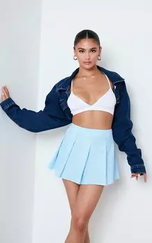 PrettyLittleThing Сине-белая тканая мини-юбка в тонкую полоску со складками