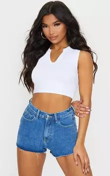 PrettyLittleThing Синие шорты с необработанным краем