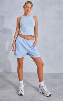 PrettyLittleThing Синие шорты свободного кроя в тонкую полоску из хлопкового поплина