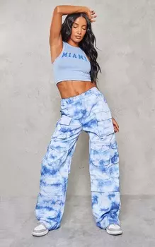 PrettyLittleThing Синие винтажные брюки-карго из твила экстремального размера