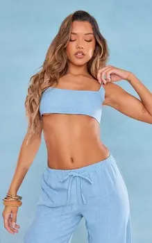 PrettyLittleThing Синий льняной бюстгальтер с ремешками