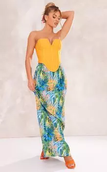 PrettyLittleThing Синяя плиссированная длинная юбка с животным принтом