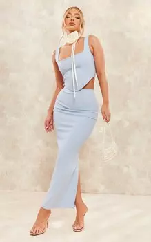 PrettyLittleThing Синяя юбка мидакси с низкой посадкой из эластичной ткани