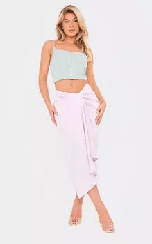 PrettyLittleThing Сиреневая тканая юбка-миди с открытой драпировкой спереди