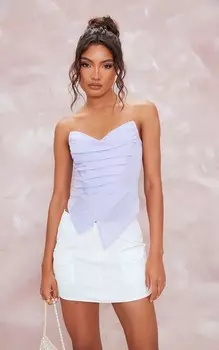 PrettyLittleThing Сиреневый тканый корсет с асимметричным подолом и заостренным краем
