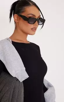 PrettyLittleThing Солнцезащитные очки в прямоугольной оправе с отделкой Black Diamond