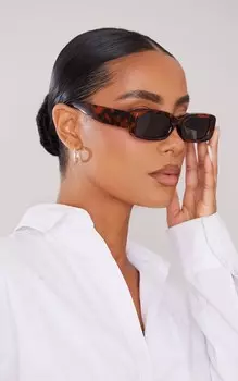 PrettyLittleThing Солнцезащитные очки в прямоугольной узкой оправе черепахового цвета