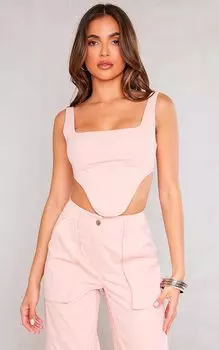 PrettyLittleThing Структурированный корсет-карго бледно-розового цвета из твила с глубоким вырезом на подоле