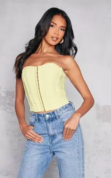 PrettyLittleThing Структурированный корсет с крючками и глазами Lemon Bandage