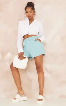 PrettyLittleThing Светло-голубые тканые шорты с эластичной талией и эластичной резинкой на талии
