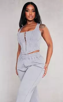 PrettyLittleThing Светло-серый топ без рукавов со швом на крючках и петлях Shape