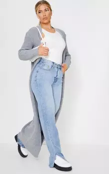 PrettyLittleThing Светло-серый вязаный кардиган макси