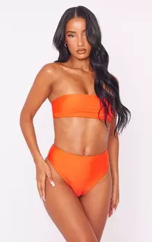 PrettyLittleThing Темно-оранжевый купальник-бандо Mix & Match