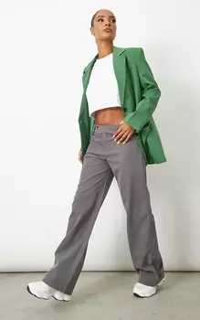 PrettyLittleThing Темно-серые персиковые кожаные широкие брюки с низкой посадкой