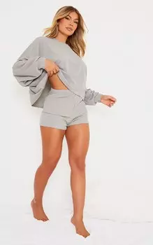 PrettyLittleThing Темно-серые пижамные шорты в рубчик