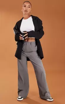 PrettyLittleThing Темно-серые прямые брюки персикового цвета