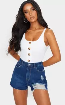 PrettyLittleThing Темно-синие джинсовые рваные шорты для мам