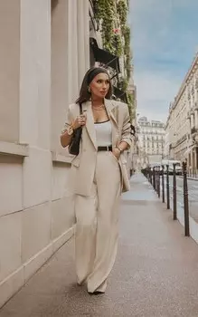 PrettyLittleThing Тканые прямые брюки с завышенной талией Stone