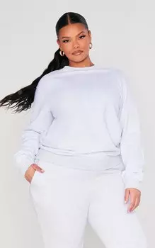 PrettyLittleThing Толстовка большого размера Plus Ash Grey Marl Ultimate