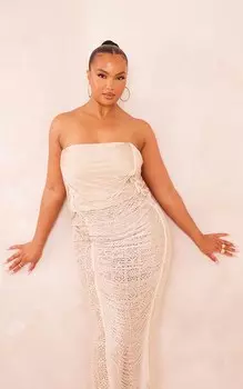 PrettyLittleThing Топ-бандо Plus Stone с кисточками