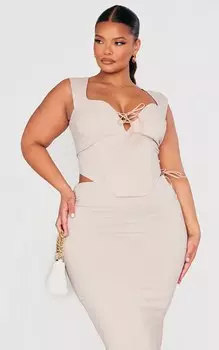 PrettyLittleThing Топ-корсет на шнуровке Plus Stone Stretch