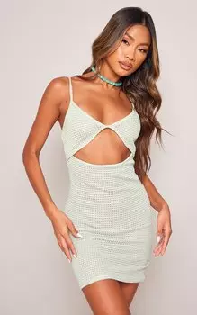 PrettyLittleThing Трикотажное облегающее платье цвета шалфейного цвета с вырезами и бретелями