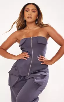 PrettyLittleThing Удлиненное универсальное бандо Shape Charcoal Sweat