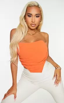 PrettyLittleThing Укороченный корсет из шифона с рюшами Shape Orange