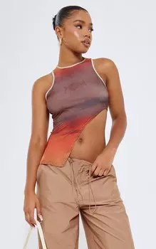 PrettyLittleThing Укороченный топ из мульти-мягкого джерси с принтом омбре и асимметричным подолом