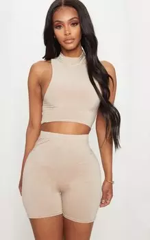 PrettyLittleThing Велосипедные шорты из джерси с высокой талией Shape Stone