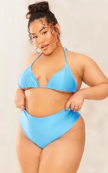 PrettyLittleThing Верх бикини Plus с треугольными чашечками цвета морской волны