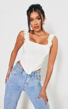 PrettyLittleThing Верх из эластичного корсета цвета слоновой кости с цветочным узором