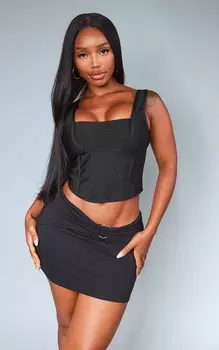 PrettyLittleThing Верх с деталью корсета черного цвета в форме повязки