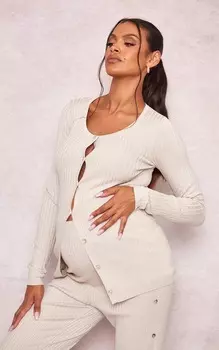 PrettyLittleThing Вязаный кардиган с длинными рукавами и пуговицами для беременных