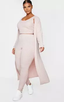 PrettyLittleThing Вязаный комплект из трех леггинсов Plus Oatmeal