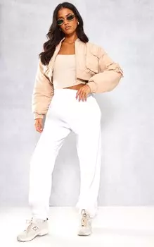 PrettyLittleThing Высокие белые спортивные джоггеры Ultimate