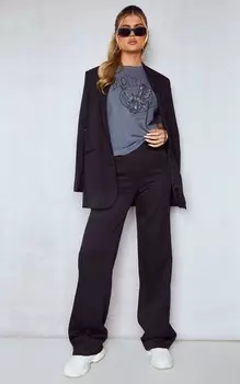 PrettyLittleThing Высокие черные костюмные брюки с высокой талией