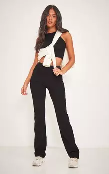 PrettyLittleThing Высокие черные расклешенные брюки с контурным рисунком