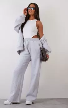 PrettyLittleThing Высокие джоггеры с прямыми штанинами пепельно-серого цвета