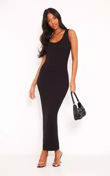 PrettyLittleThing Высокое базовое черное платье макси