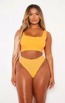 PrettyLittleThing Ярко-оранжевый мягкий бесшовный укороченный топ с круглым вырезом